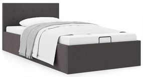 Cama hidráulica c/ arrumação 100x200cm tecido cinza-escuro