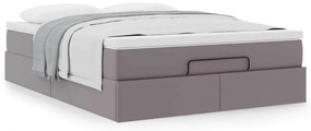 Estrutura de cama otomana com colchão 140x190 cm cinzenta