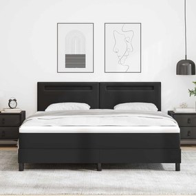 vidaXL Cama Box com colchão Preto 180 x 200 cm Couro sintético