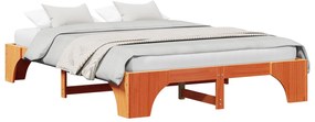 Estrutura de Cama Marrom Encerado Madeira maciça 140 x 200 cm