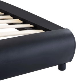 Estrutura de cama c/ LED 90x200 cm couro artificial preto