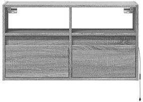 Móvel de parede p/ TV c/ luzes LED 80x31x45 cm cinzento sonoma