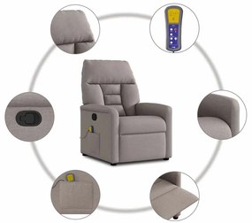 Poltrona de massagens reclinável tecido cinzento-acastanhado