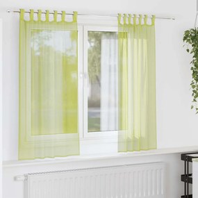 vidaXL Cortinas de voile com aba 2 pcs verde-maçã