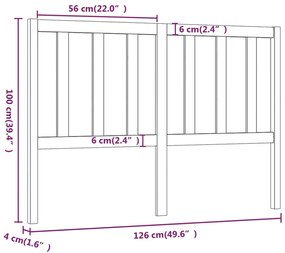 Cabeceira de cama 126x4x100 cm pinho maciço