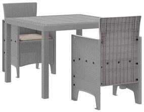Conjunto de Jantar para Jardim 3 pcs Cinzento-claro