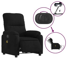 Poltrona de massagens reclinável elétrica microfibra preto