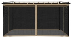 Gazebo com paredes de malha 4x3 m aço cinzento-acastanhado