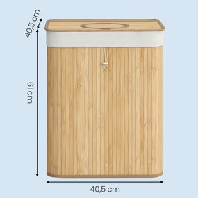 Caixote lixo para reciclagem garrafas, 95 L bambu 40,5 x 40,5 x 61 cm bege
