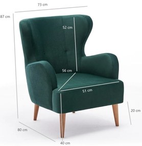 Cadeirão Karina – Verde Petróleo – 73x87x80 cm