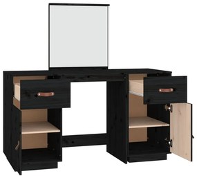 Conjunto de toucador com espelho pinho maciço preto