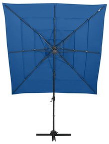 Guarda-sol 4 camadas com poste alumínio 250x250 cm azul ciano