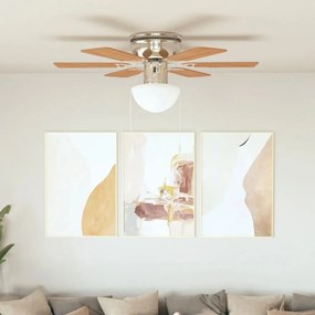 50536 vidaXL Ventoinha de teto com luz 82 cm castanho claro