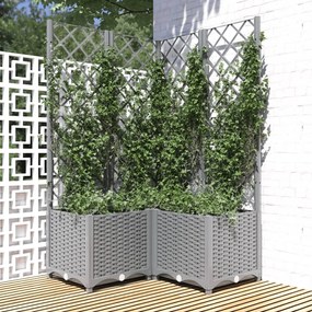 vidaXL Vaso/floreira jardim c/ treliça 80x80x136 cm PP cinzento-claro