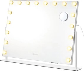 Espelho de maquilhagem 12 x 90 x 65 cm com iluminação e 18 lâmpadas LED branco