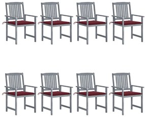 Cadeiras de jardim c/ almofadões 8 pcs acácia maciça cinzento