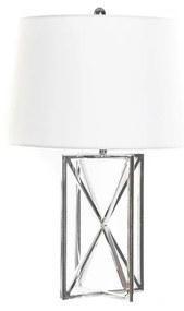 Lâmpada de Mesa Dkd Home Decor Branco Prata Poliéster Metal 220 V 50 W