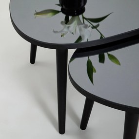 Mesa de Apoio Gusto (2 Peças) - Preto Fumado - 75x38x55cm e 75x41x55cm