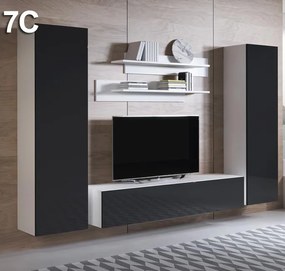 Conjunto de Sala Oiã – 2,6 m – Modular em Branco e Preto com Móvel TV,