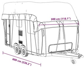 Caravan capa de telhado 600x300 cm tecido não tecido cinzento