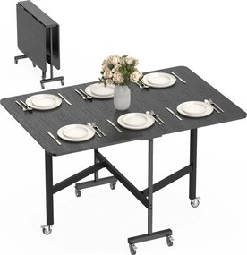 Mesa de Jantar Dobrável Mesa de Cozinha para 4-6 Pessoas com 6 Rodas (CADEIRAS NÃO INCLUIDAS)  Mesa Móvel Dobrável para Espaços Pequenos 120x80x73 cm