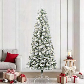 vidaXL Árvore de Natal Articulada Artificial Verde e Branco 240 cm