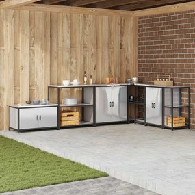 vidaXL Armazenamento de Cozinha Prateado 60 x 50 x 92 cm Aço