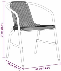 Conjunto de Jantar de Jardim com 5 Peças em Rattan Sintético Preto