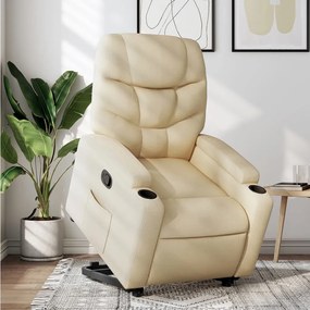 vidaXL Poltrona reclinável elevatória tecido cor creme