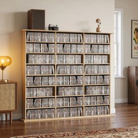 Móvel de arrumação 145 (L) x 24 (P) x 126,3 (A) cm para 1032 CDs / 594 DVDs, estante multimédia, 24 compartimentos e 18 prateleiras ajustáveis, cor ca