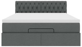 Cama otomana com colchão 140x190 cm tecido cinzento escuro