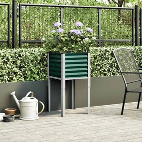 Vaso/floreira de jardim 45x45x88 cm aço verde