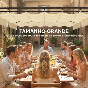 Pérgola de Jardim 6x3 m com Telhado Retrátil Proteção UPF50+ Drenagem Pavilhão de Jardim para Terraço Exterior Creme