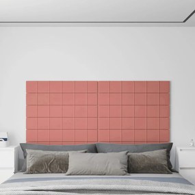 Painel de parede 12 pcs 90x15 cm veludo 1,62 m² rosa