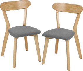 HOMCOM Conjunto de 2 Cadeiras de Jantar, Cadeiras de Cozinha, Assentos Estofados em Linho, Encosto Curvo, Cinza e Madeira Natural | Aosom Portugal