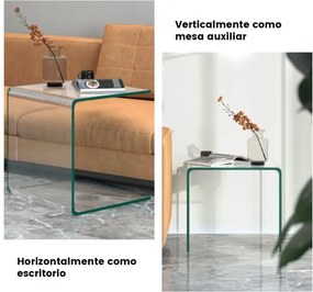 Mesa de centro de vidro temperado com rebordos em cascata e almofadas antiderrapantes Mesa de apoio para sala de estar Quarto 45 x 45 x 41 cm