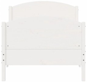 Cama sem colchão 75x190 cm madeira de pinho maciça branco