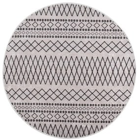 Tapete lavável antiderrapante φ120 cm preto e branco