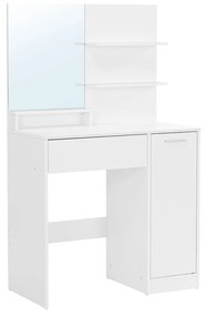 Penteadeira com espelho, 1 gaveta e 2 prateleiras | VASAGLE | 80 x 40 x 132 cm | branco | RDT119W01.