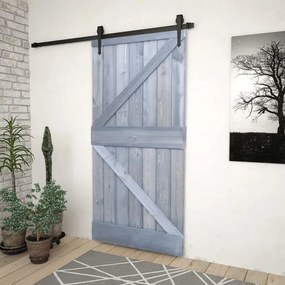 vidaXL Porta 80x210 cm madeira de pinho maciça cinzento