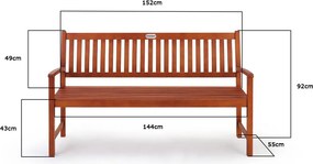 Banco de jardim Maxima em madeira de eucalipto com certificação FSC® 152x55x92cm Castanho