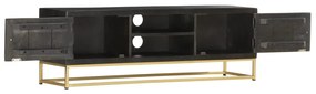 Móvel de TV 120x30x40 cm mangueira maciça preto e dourado