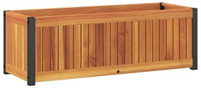 Vaso/floreira de jardim 80x30x27,5 cm acácia maciça e aço