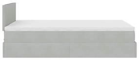 Cama otomana com colchão cinza claro 120x190 cm Veludo