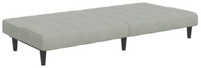 Sofá-cama 2 lugares c/ apoio de pés veludo cinza-claro