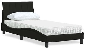 vidaXL Cama com colchão Hanko 90x200 cm tecido preto