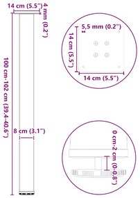 Pés para mesa de bar 4 peças aço natural 100-102 cm aço