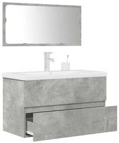 vidaXL 3 pcs conj. móveis casa banho derivados madeira cinza cimento