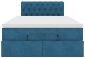 Cama otomana com colchão 120x190 cm veludo azul-escuro
