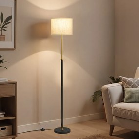 Candeeiro de pé 30 x 30 x (140-170) cm, com altura ajustável Dourado-preto